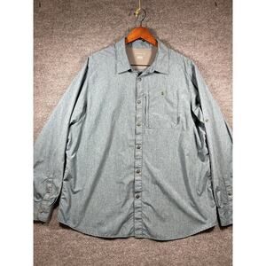 Merrell Button Up Shirt Men's XXL Blue Roll Tab Long Sleeve Lightweight Outdoor